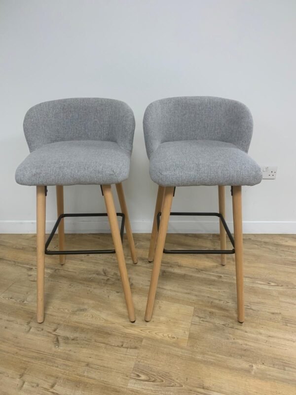 Premium High Bar Stool Chair | Grey fabric seat