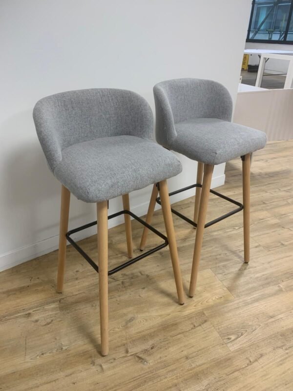 Premium High Bar Stool Chair | Grey fabric seat - Image 2