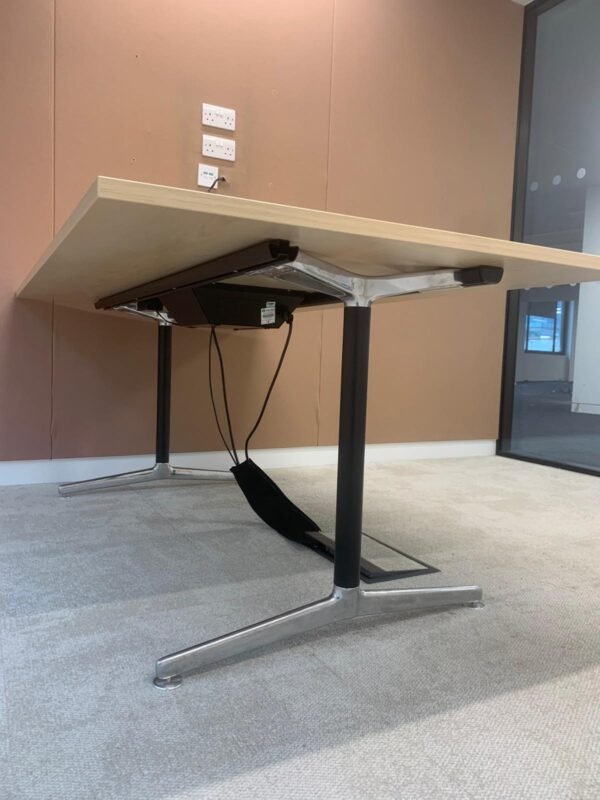Large Meeting Table | Light Wood Top with Black & Silver Metal Frame - Image 3