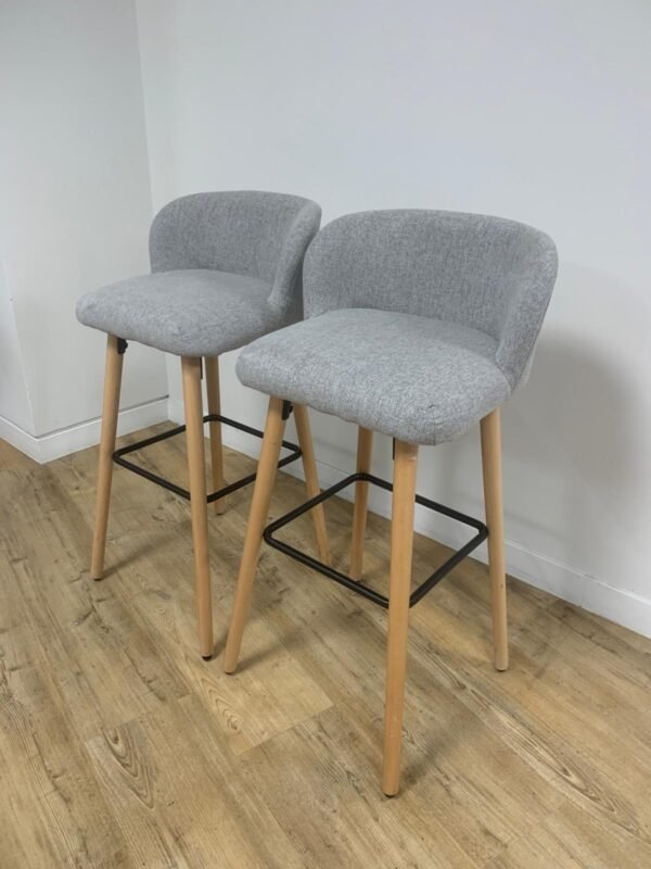 Premium High Bar Stool Chair | Grey fabric seat - Image 3