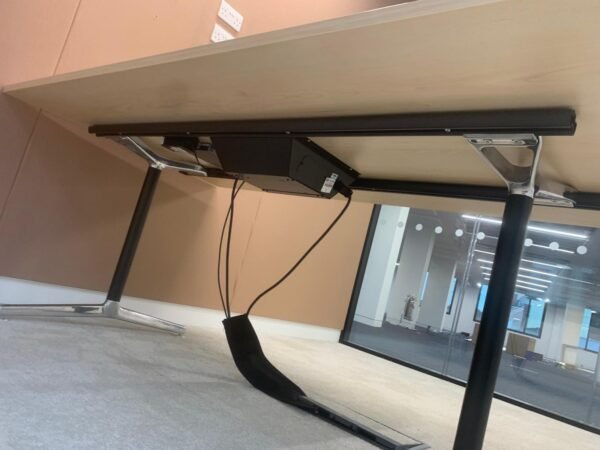 Large Meeting Table | Light Wood Top with Black & Silver Metal Frame - Image 4