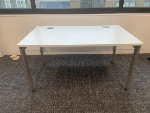 Good Quality Office Tables/Desks – Grey Metal Frame with White Top