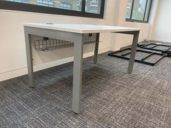 Good Quality Office Tables/Desks – Grey Metal Frame with White Top - Image 5