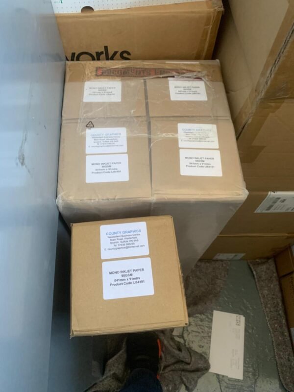 Mono Inkjet Paper Roll – 90 GSM– 841mm x 91m Roll (5 Boxes)