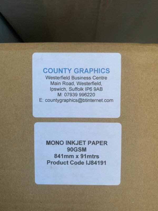 Mono Inkjet Paper Roll – 90 GSM– 841mm x 91m Roll (5 Boxes) - Image 3