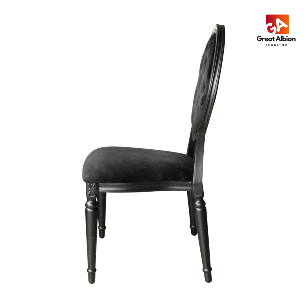 Louis Alure Aluminium Oval Stacking Chair Black 5