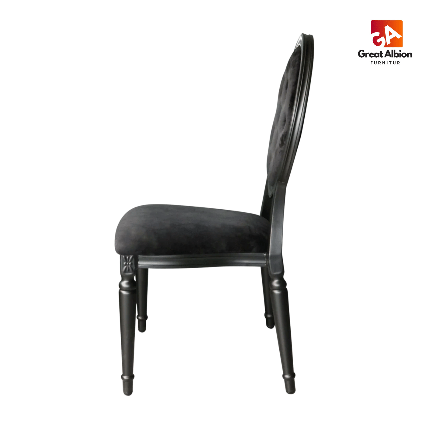 Louis Alure Aluminium Oval Stacking Chair Black 5