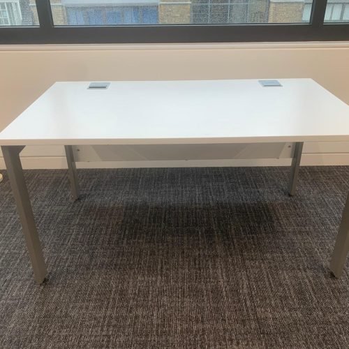 Good Quality Office Tables/Desks – Grey Metal Frame with White Top